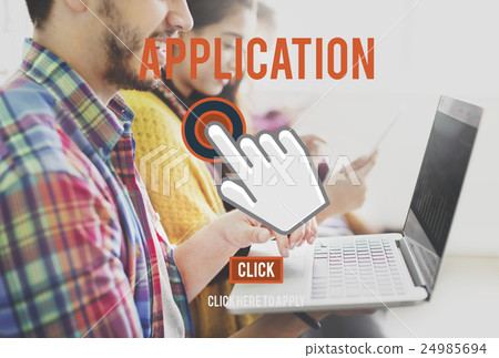 Apply Here Online Application Recruitment Employment Concept 24985694