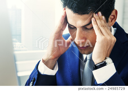 Businessman Stress Gesture Office Concept Businessman Stress Gesture Office Concept 24985729