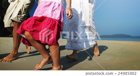 Family Happiness Beach Tropical Paradise Fun Concept 24985802