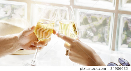 Couple Sparkling Wine Cheers Celebration Concept Couple Sparkling Wine Cheers Celebration Concept 24986683