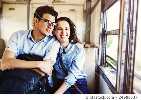 Couple Train Explore Happy Concept 24988537
