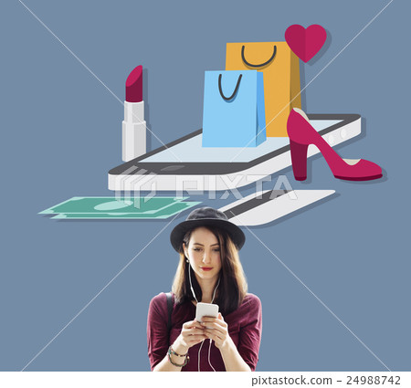 Shopping Online Shopaholics E-Commerce E-Shopping Concept Shopping Online Shopaholics E-Commerce E-Shopping Concept 24988742