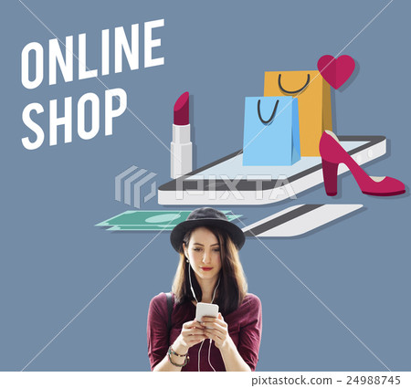 Shopping Online Shopaholics E-Commerce E-Shopping Concept 24988745