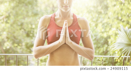 Woman Yoga Practice Pose Training Concept 24989115