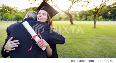 Graduation Day Grandfather Proud Hugging Concept Graduation Day Grandfather Proud Hugging Concept 24989930
