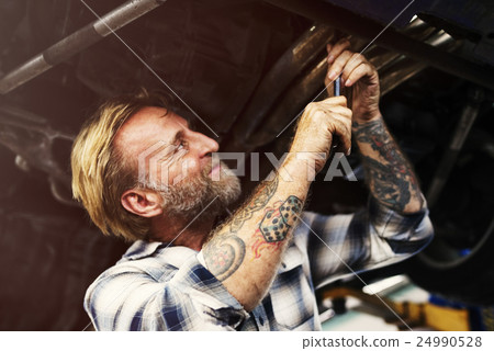 Garage Motor Maintenance Mechanic Fixing Spare Concept 24990528