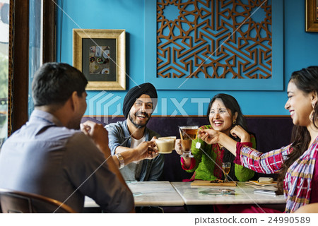 Friends Relaxed Happy Coffee Meeting Concept Friends Relaxed Happy Coffee Meeting Concept 24990589