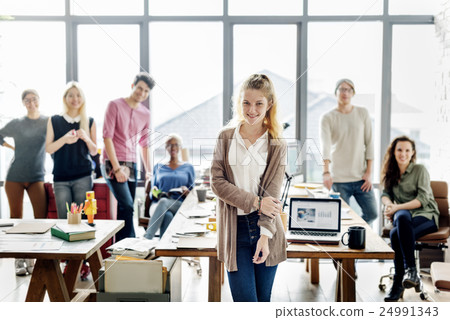 Casual Business Team Looking At Camera Concept Casual Business Team Looking At Camera Concept 24991343