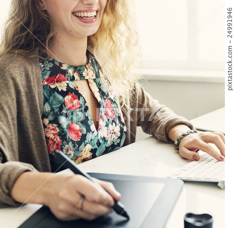 Woman Working Graphic Designer Creativity Editor Ideas Concept Woman Working Graphic Designer Creativity Editor Ideas Concept 24991946