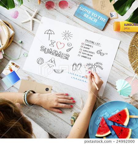 Summer Vacation Relax Drawing Diary Concept Summer Vacation Relax Drawing Diary Concept 24992000