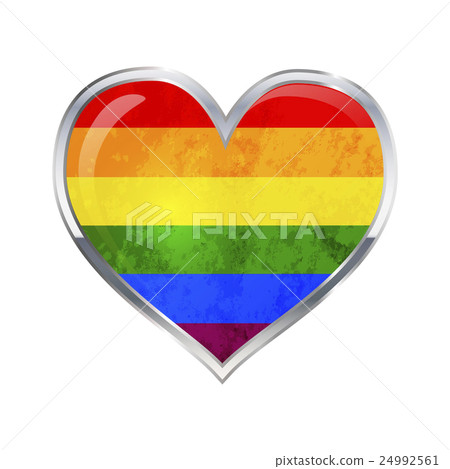 Heart shaped glossy icon of LGBT flag on white 24992561
