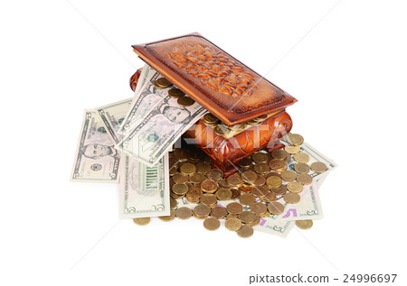 Coins and banknotes in the box Coins and banknotes in the box 24996697