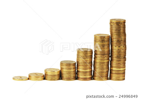 Gold money stack isolated on white Gold money stack isolated on white 24996849