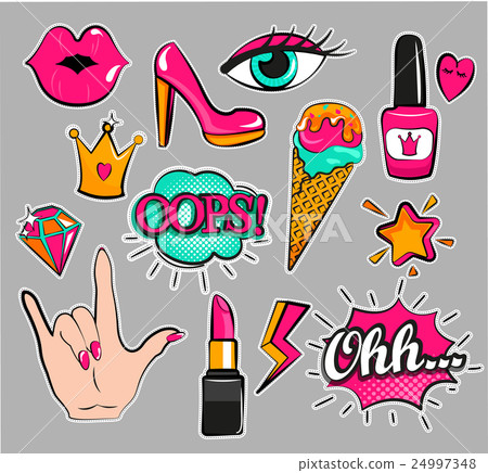 Set of fashion stickers. 24997348