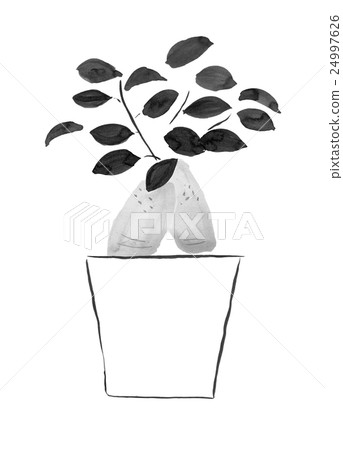 水墨畫（榕樹）的諮詢工廠<室內裝飾圖像> 24997626