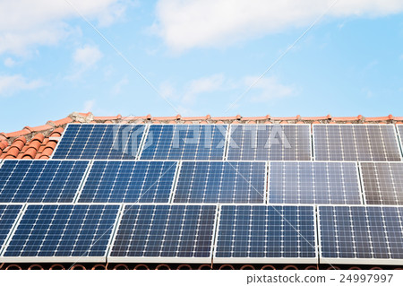 Solar Panel On A Red Roof 24997997