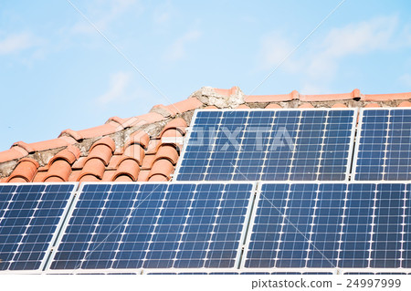 Solar Panel On A Red Roof 24997999