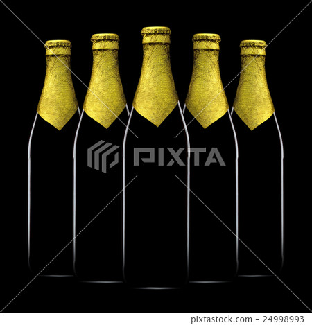 Set of beer bottles isolated on black background 24998993