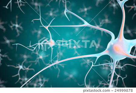 Neurons in the brain with focus effect. 3d 24999878