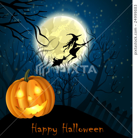 Halloween background of Witch on the full moon 24999883