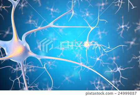 Neurons in the brain with focus effect. 3d 24999887
