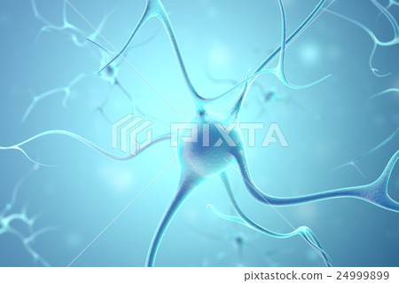 Neurons in the brain with focus effect. 3d 24999899