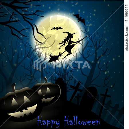 Halloween background of Witch on the full moon 24999925