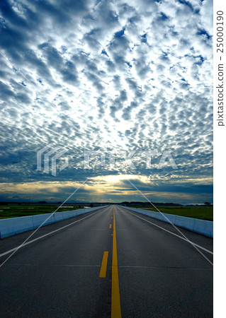 Empty road and the yellow traffic lines 25000190
