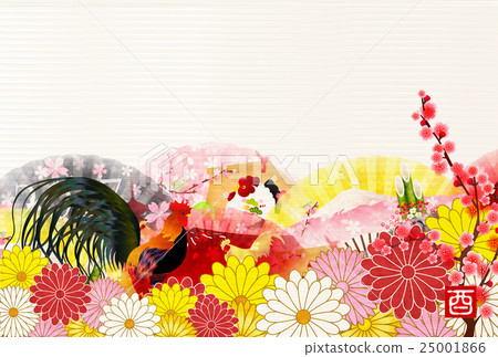 Rooster Chicken New Year's card background 25001866