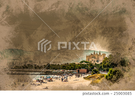 View of the beach of Palma de Mallorca 25003085
