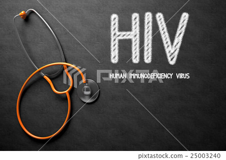 HIV on Chalkboard. 3D Illustration. 25003240