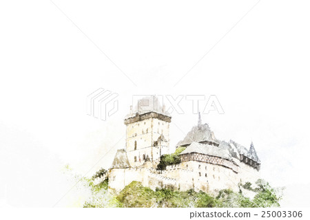 Karlstejn castle on green hill, Prague Karlstejn castle on green hill, Prague 25003306