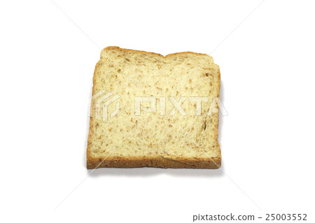 Square slice of fresh whole grain meal bread 25003552