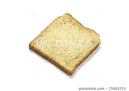Square slice of fresh whole grain meal bread 25003553