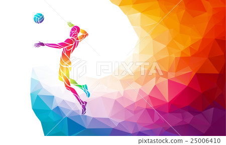 Color silhouette of volleyball player on attack 25006410