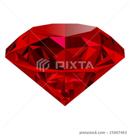 Realistic red ruby isolated on white background 25007463