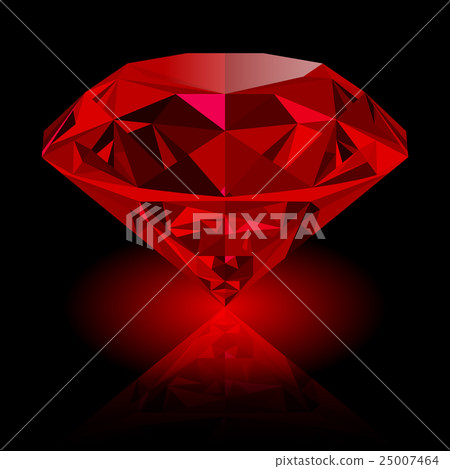 Realistic red ruby isolated on black background 25007464