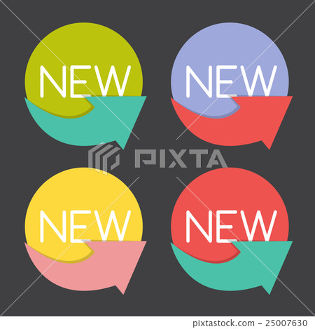 New Product Label Set  in Retro Colors Vector 25007630