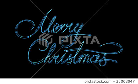 Blue Neon Text Marry Christmas On Black Background Blue Neon Text Marry Christmas On Black Background 25008047