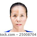 Face of beautiful asian woman before and after retouch 25008704
