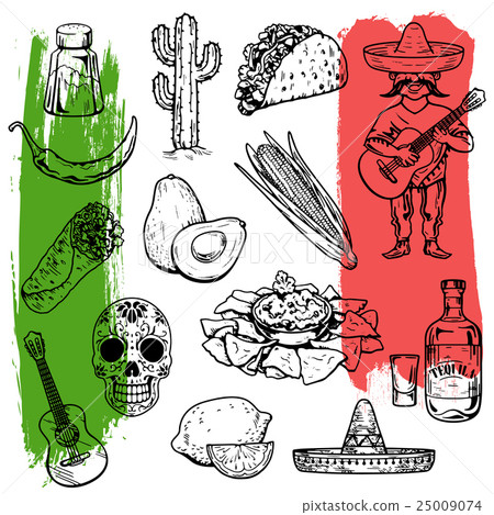 Mexican cuisine and culture Vector icons Mexican cuisine and culture Vector icons 25009074