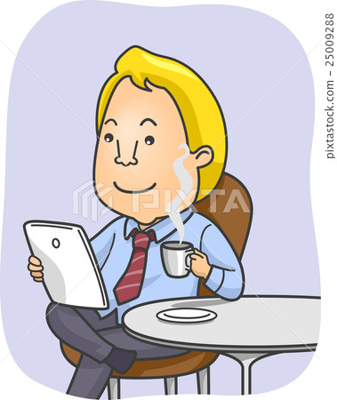 Man Business Tablet Morning Coffee 25009288