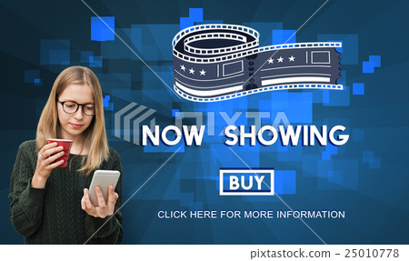 Now Showing Announcement Entertainment Time Concept 25010778