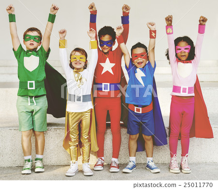 Superheroes Kids Friends Playing Togetherness Fun Concept 25011770