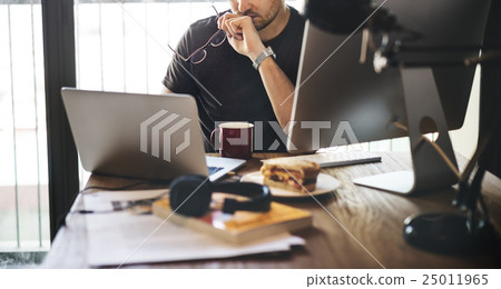 Businessman Working Using Computer Devices Concept 25011965