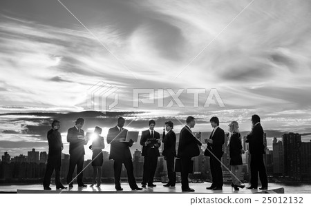 Business People New York Outdoor Meeting Silhouette Concept Business People New York Outdoor Meeting Silhouette Concept 25012132