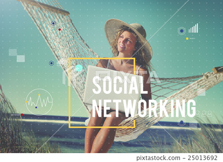 Beautiful Woman Sitting on a Hammock by the Beach Beautiful Woman Sitting on a Hammock by the Beach 25013692