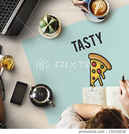 Stock Photo: Pizza Icon Fast food Unhealthy Snacks Calories Fat Concept