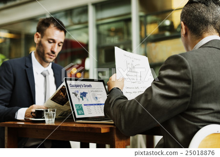 Businessmen Cafe Working Newspaper Concept 25018876