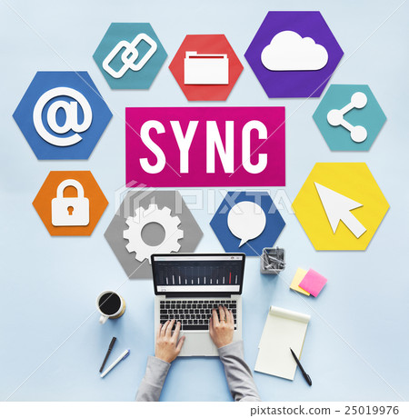 Technology Sync Word Graphic Concept 25019976